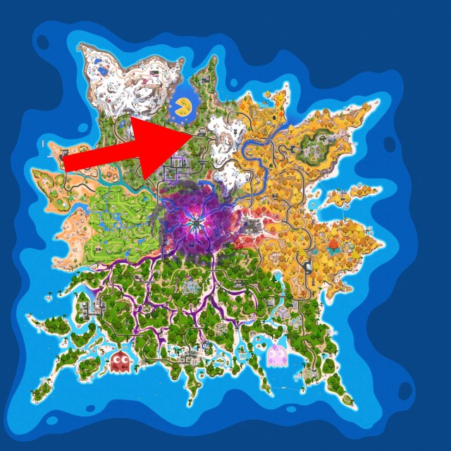 The Fortnitemares 2026 map with a location marked