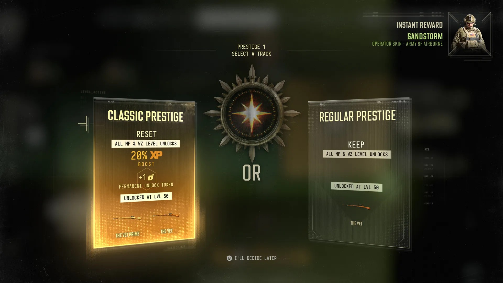 Prestige options in Modern Warfare 4