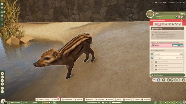 The Thriving status of a Wild Boar in Planet Zoo 2