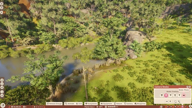 A screen showing photo mode options in Planet Zoo 2