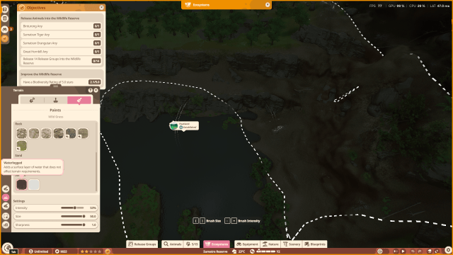 The Waterlogged terrain tool in Planet Zoo 2