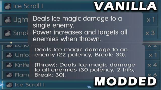 Final Fantasy Resonance mods detailed item and skill description in menu