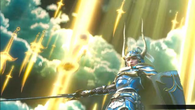 Final Fantasy Resonance Warrior of Light vision HD cutscene attack summoning light swords