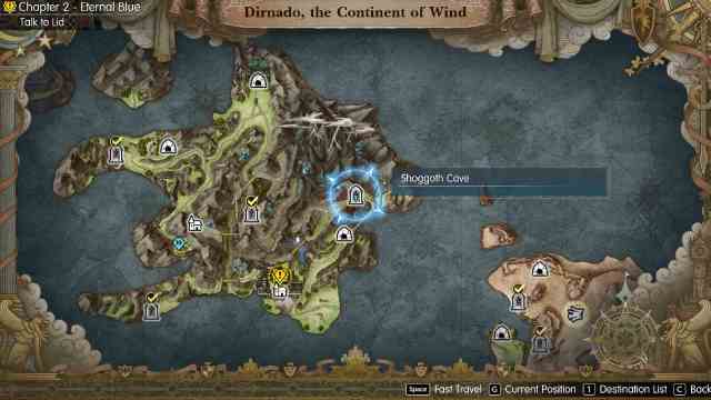 Final Fantasy Resonance Chapter 2 Dirnado Shoggoth Cave map location