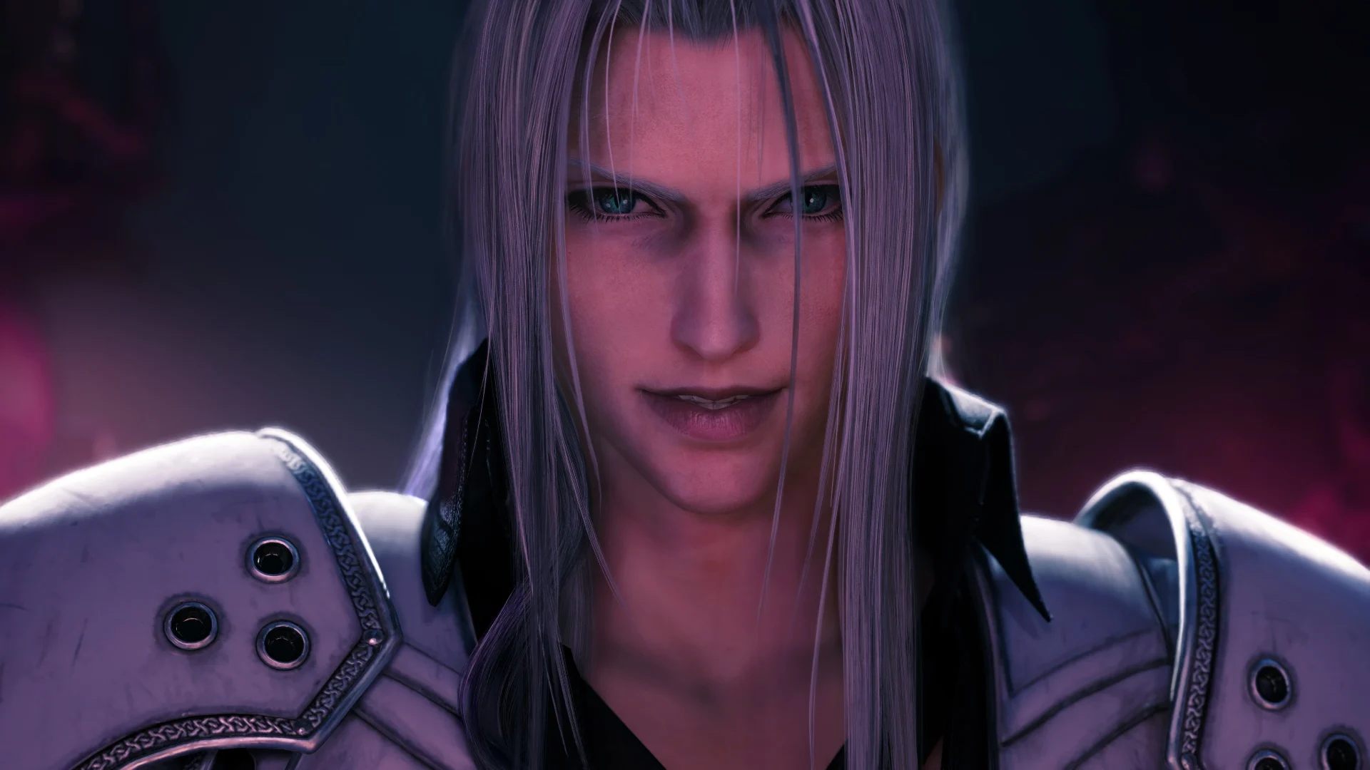 Final Fantasy Resonance Sephiroth smiling during cutscene dialogue