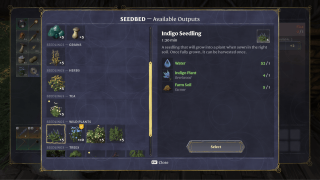 Indigo Plant Seedling recipe in Enshrouded