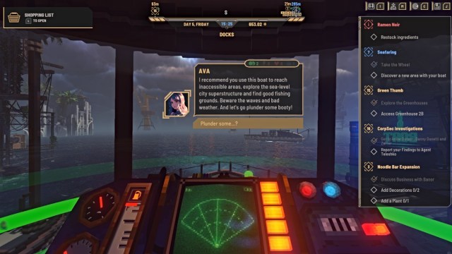 Inside the boat in Nivalis Nights