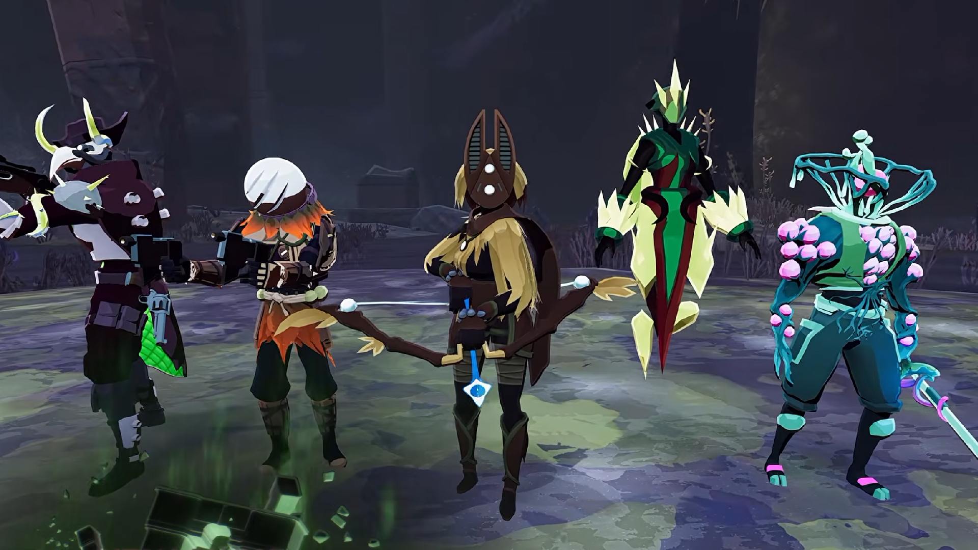Risk of Rain 2 DLC 5 characters standing with their new skins
