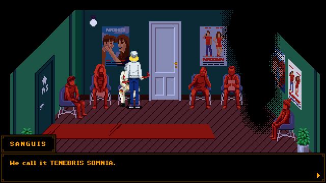 Tenebris Somnia sanguis dialogue sitting in chair