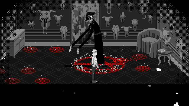 Tennebris Somnia tall black and white faceless woman boss fight