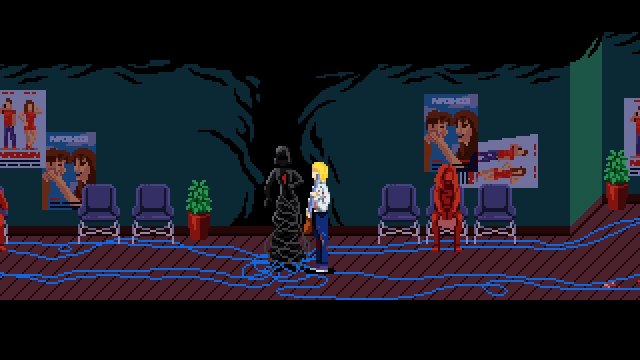 Tennebris Somnia cable statue in endless corridor