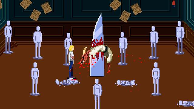 Tennebris Somnia monster impaled on giant knife surrounded by statues