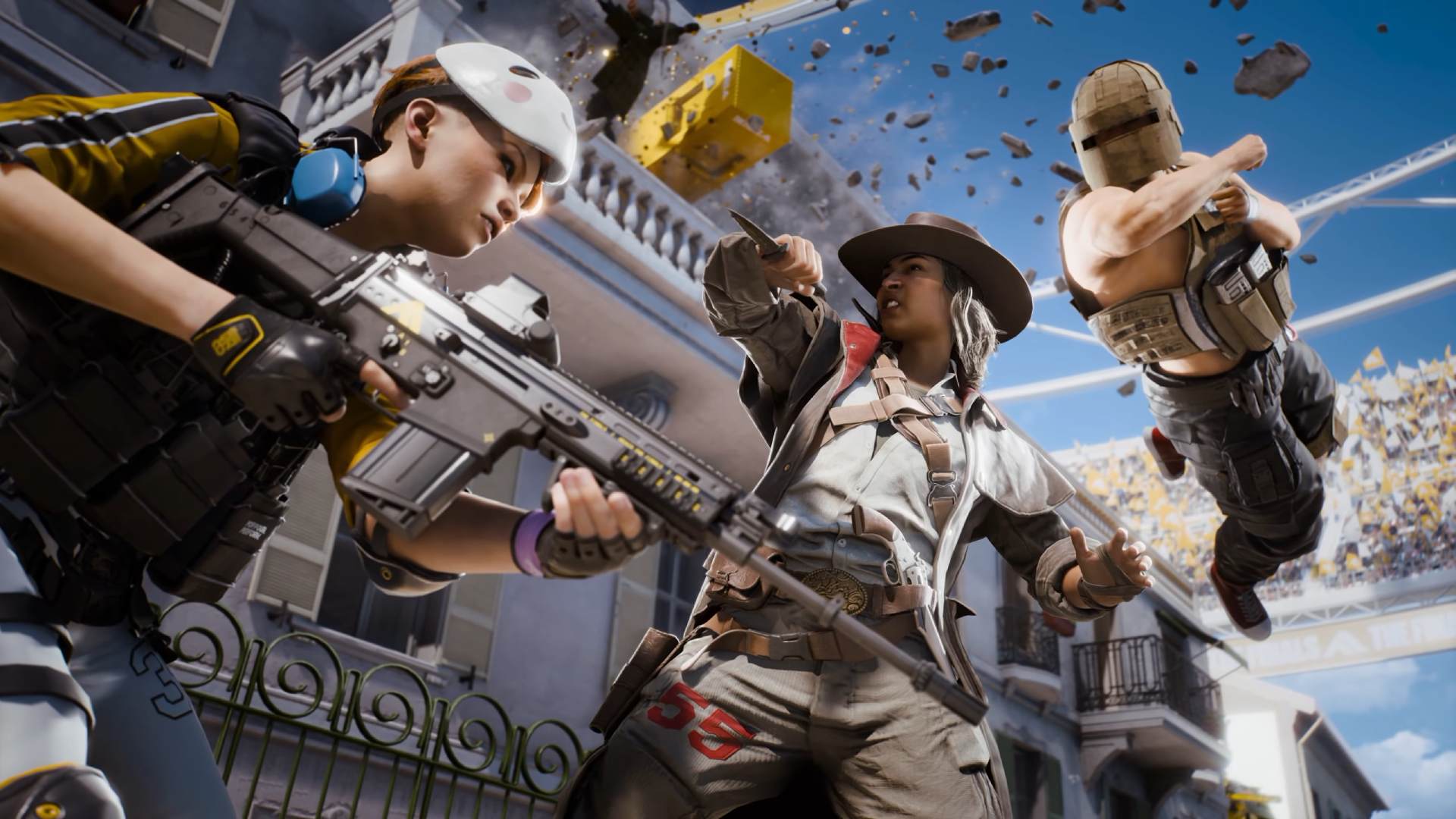 The Finals Season 12 Trailer Footage three way brawl between woman with dagger, gun and heavy slamming down on them