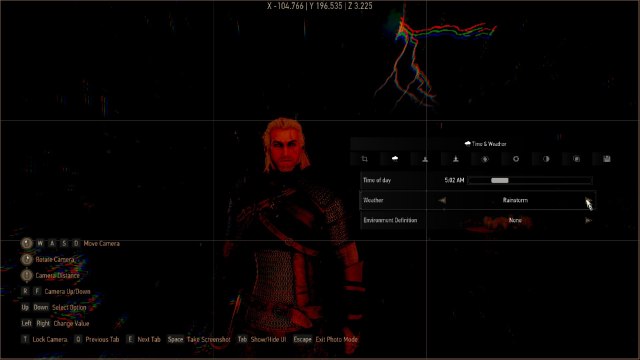 The Witcher 3 Remastered Photo Mode dark red photo with lightning in back