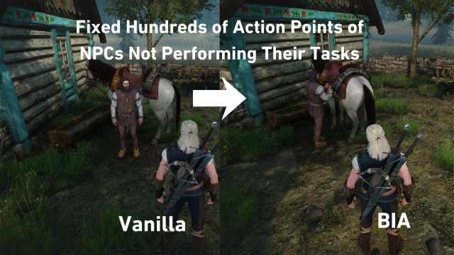 The Witcher 3 Remastered Mod before and after of NPC performing task