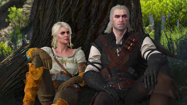 The Witcher 3 Remastered Mod Corvo Bianco Guests Geralt Sitting with Ciri