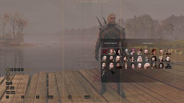 The Witcher 3 Remastered Photo Mode add character menu showing 30 characters