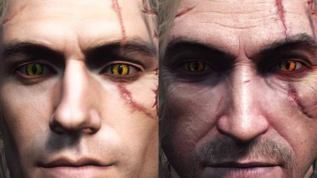 The Witcher 3 Remastered Mod Geralt eyes close up with 4k textures