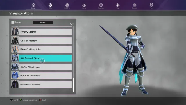 Sword Art Online Alicization Lycoris Kirito's Hut Customize Character Change Appearance Cosmetic Transmog Visualize Attire 3