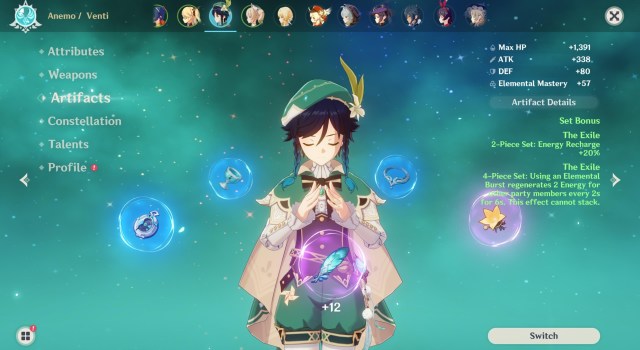 Genshin Impact Venti Guide Weapons Artifacts Talents 2
