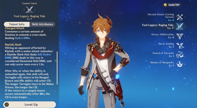 Genshin Impact Childe Tartaglia Guide Weapon Artifacts Talents 3