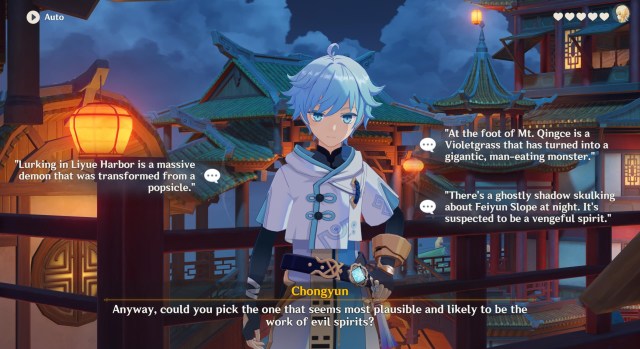 Genshin Impact Chongyun Hangout Event All Endings Choices Signs Of Evil Hide And Seek Clues 1b