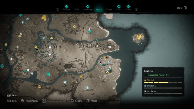 Assassin's Creed Valhalla Wrath Of The Druids Ireland World Map Points Of Interest Dublin Meath Connacht Ulster 1b