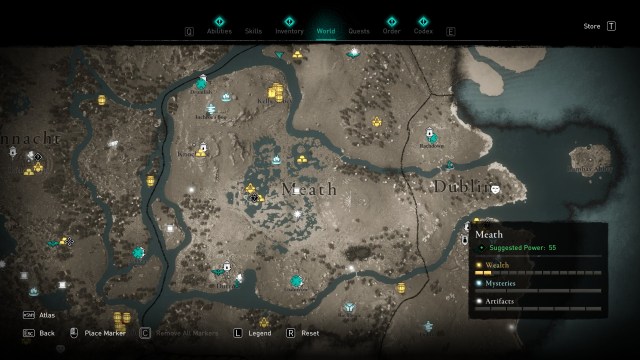 Assassin's Creed Valhalla Wrath Of The Druids Ireland World Map Points Of Interest Dublin Meath Connacht Ulster 2