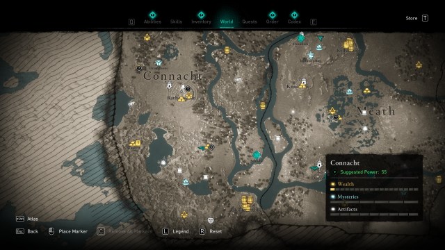 Assassin's Creed Valhalla Wrath Of The Druids Ireland World Map Points Of Interest Dublin Meath Connacht Ulster 3a