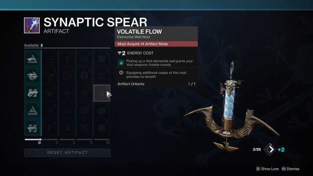 Destiny 2 Witch Queen Synaptic Spear Artifact Mods Guide 2