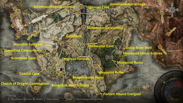 Elden Ring Dungeons Guide Limgrave Dungeons Limgrave Secrets 1 Map