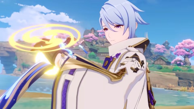 Genshin Impact Ayato Guide Best Weapons Best Artifacts Best Talents Haran Geppaku Futsu Echoes Of An Offering Heart Of Depth 2a