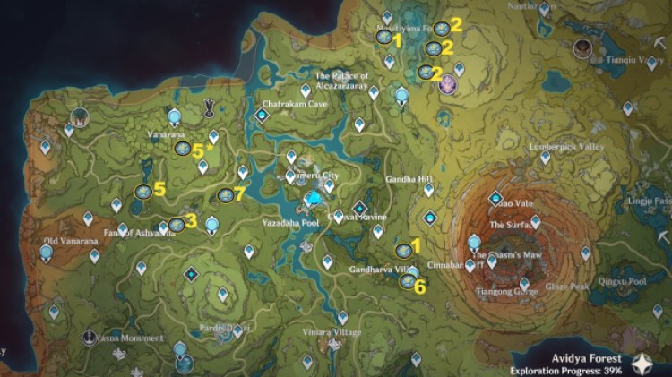 Genshin Impact Kalpalata Lotus Farming Locations Guide Nahida Dori 1a Map