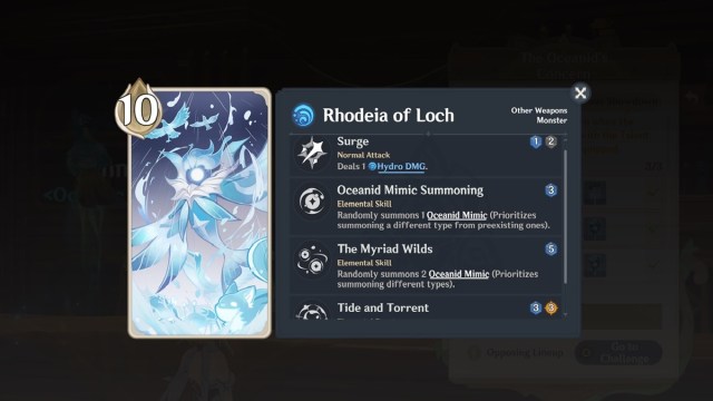 Genshin Impact Oceanid Tavern Challenge Guide How To Beat Oceanid Genius Invokation Oceanid's Concern Gd 4