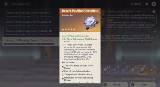 Genshin Impact Wanderer Scaramouche Best Artifacts Desert Pavilion Chronicle Viridescent Venerer Retracing Bolide 1