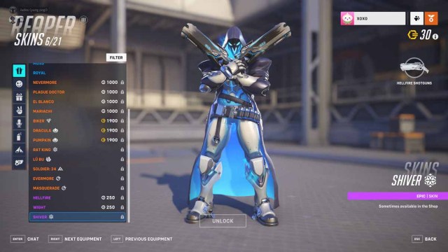 Reaper Shiver Skin Overwatch2