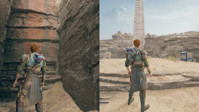 Cal Looking At Climable Walls And A Crate