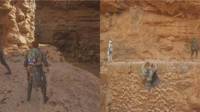 Cal Looking At The Cliff And Scaling It
