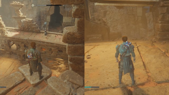 Cal Next To Speeder And Looking Below