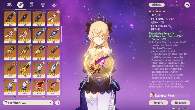 Genshin Impact Fischl Best Artifacts