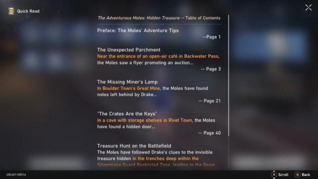 Honkai Star Rail The Adventurous Moles Table Of Contents