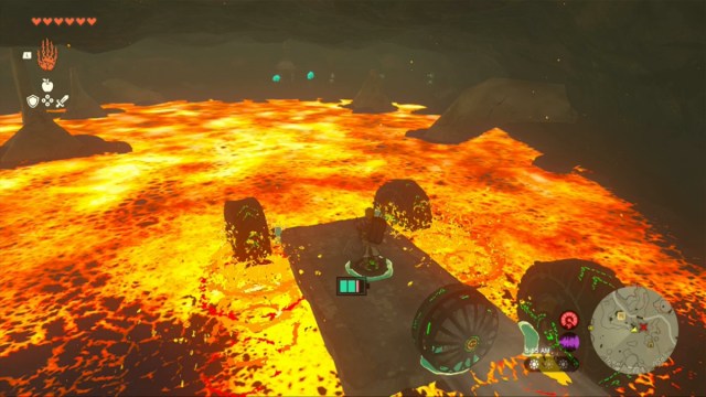 Totk Ember Headdress Riding Vehicle Across Lava