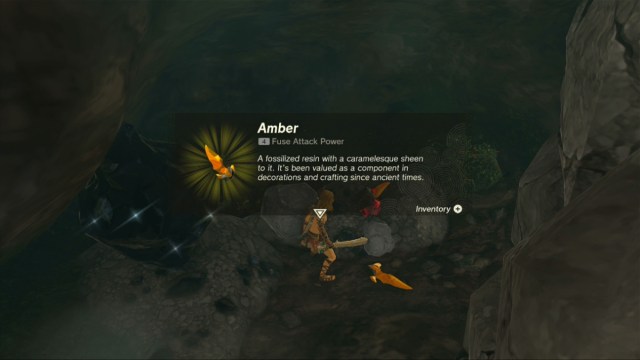Totk Pondside Cave Amber In Smashed Mineral Deposit