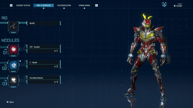 Exoprimal Character Module Screen