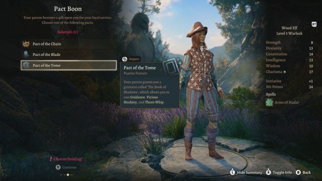 Baldurs Gate 3 Warlock Choosing Pact Boon