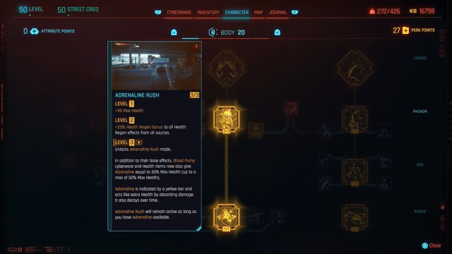 Cyberpunk 2077 Blades Perks 2