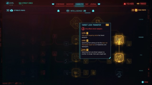 Cyberpunk 2077 Smart Weapon Perks 2