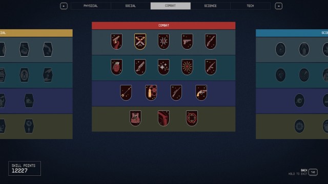 Skills Screen Starfield