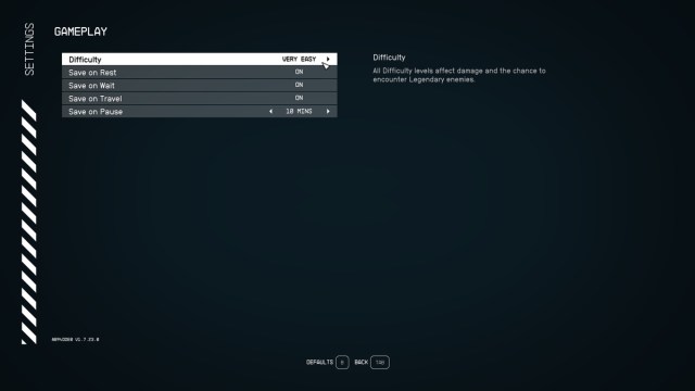 Starfield Difficulty Level