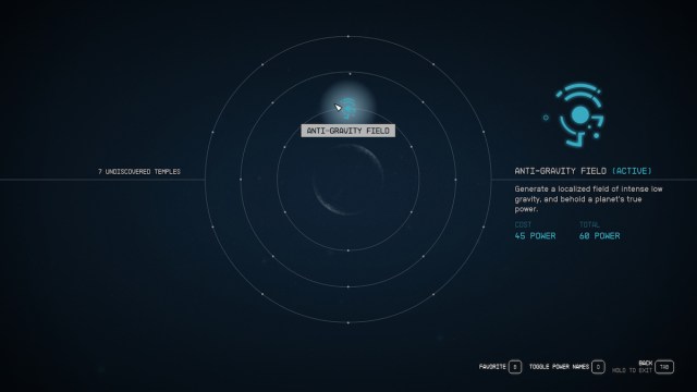 Starfield Power Screen